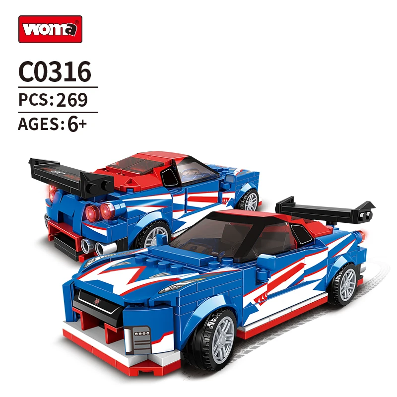 Woma Toys C0316 Racing Car Plastic Building Blocks Set for Model Assembly Kit Bricks Set for Kids Boy Game