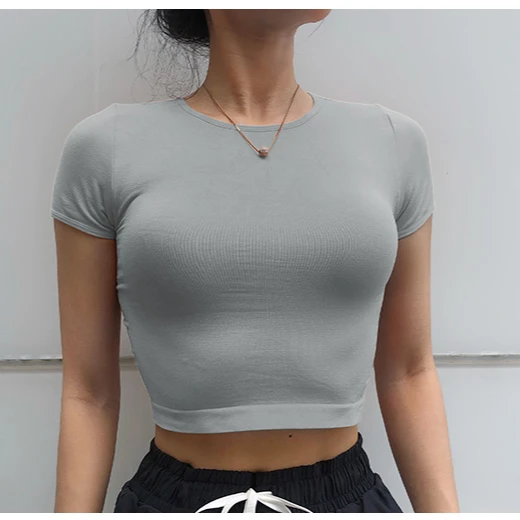 Fashion Ropa Deportiva Mujer Plain Orange Crop Top Workout Fitness Gym Women Yoga Wear