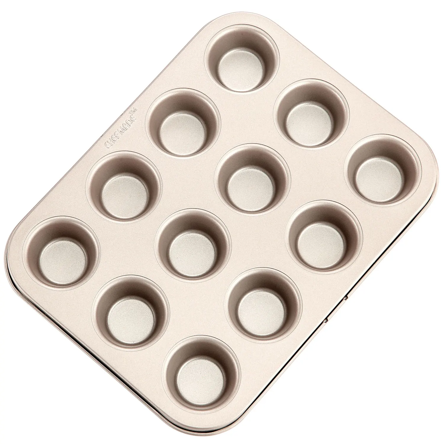 

High Quality Reusable Mini 12 Cup Carbon Steel Muffin Baking Cake Mold, Champagne gold