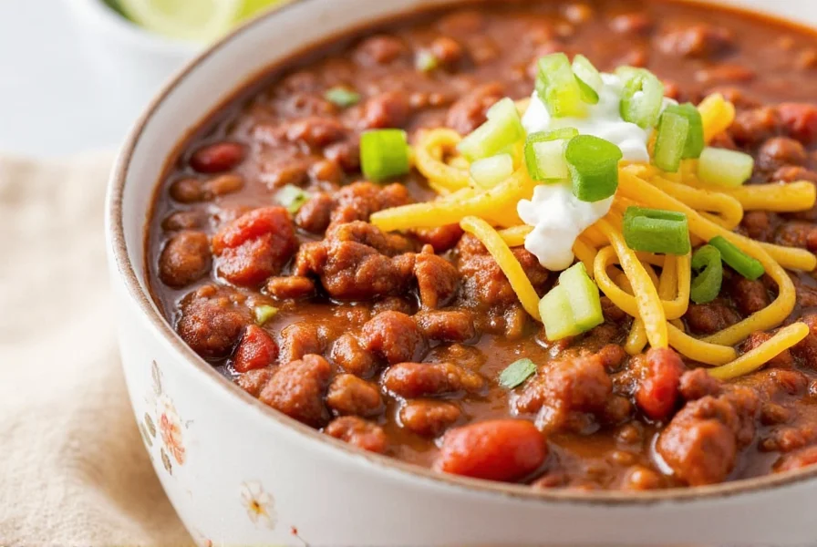 Cozy chili bowl on a wooden table
