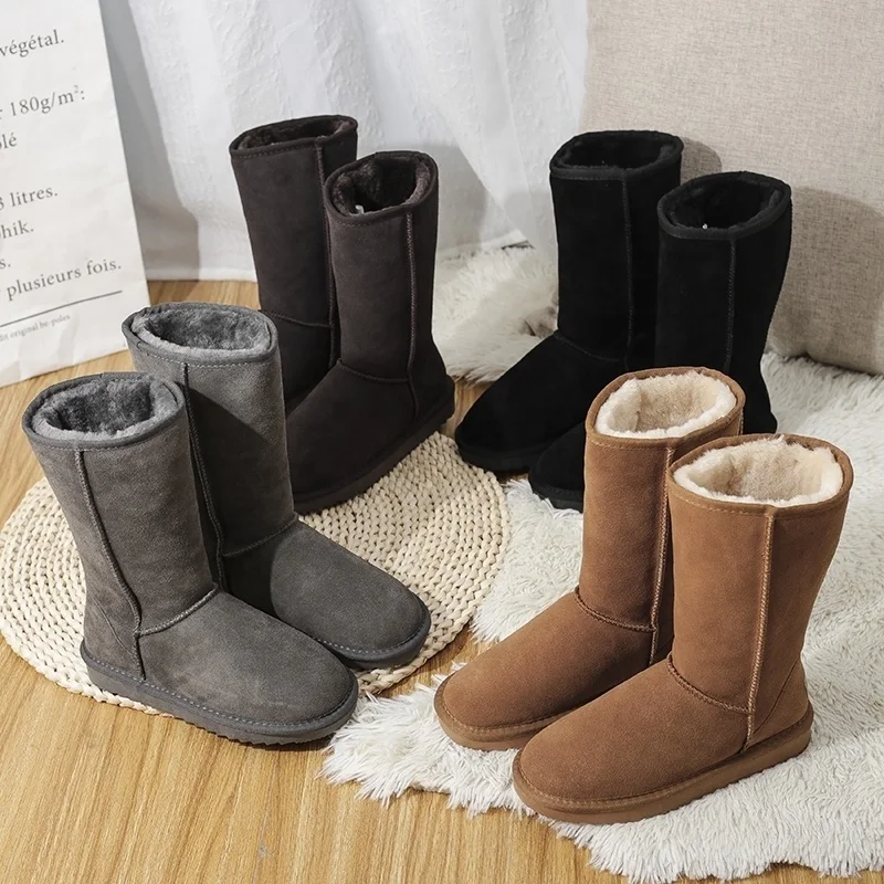 

Custom Classic Winter Warm Genuine Leather Upper 100% Australian Sheepskin Fur Lining Ankle Wool Long High Quality Snow Boots