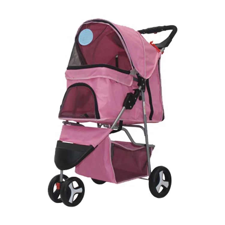 

Pet Supplies Pet Stroller 3 Wheels Cat Dog Cage Stroller Travel Folding Carrier, Multi-colored