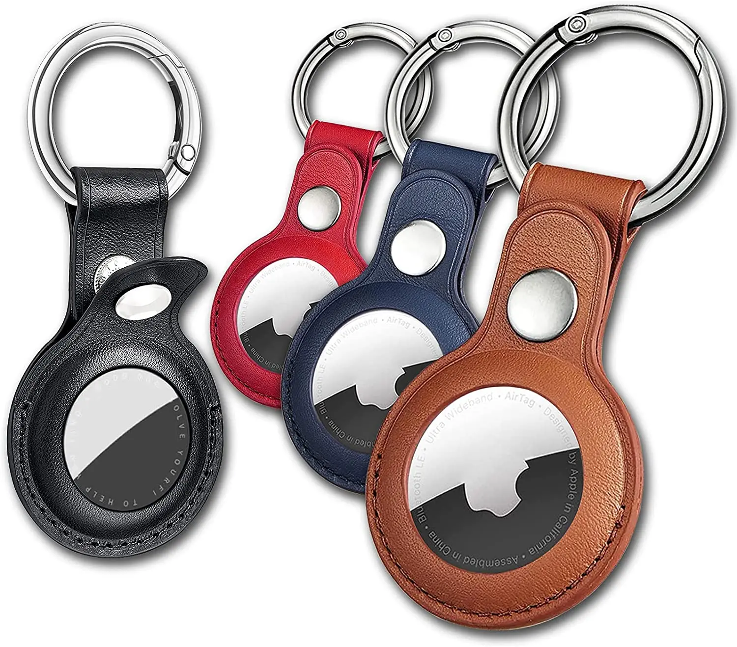 

Air tag keychain for apple for airtags holder 4 pack protective leather case tracker cover with air tag key holder for airtag