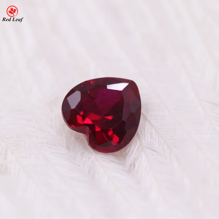 

Factory price Synthetic Corundum Gems Heart Shape D-red 8# Ruby Stone Gemstones