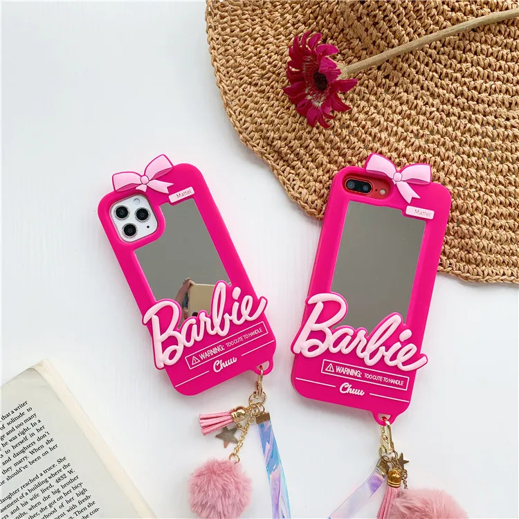 

The Lowest price 2021 Girls Women Ladies Pink Color Cute Phone Case Silicone Phone Case With Mirror for iphone 11 pro xs max xr, Candy