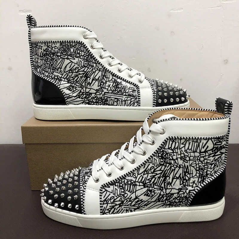

high-top mens red bottom shoes with spikes real leather famous brands for women luxury designer sneakers