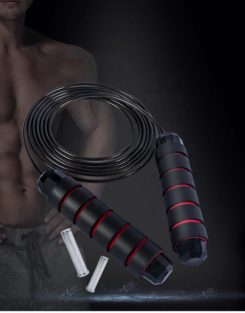 

Amazon Wholesale Adjustable Plastic PVC Steel Fitness Wire training Heavy Weighted Speed Skipping Jump Rope With Bearing, Black blue red green