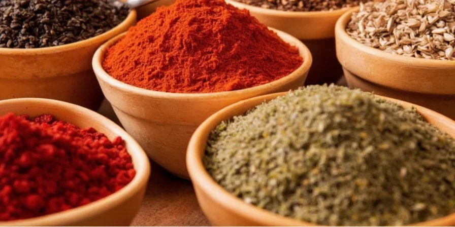 Side-by-side comparison of fresh herbs and ground spices