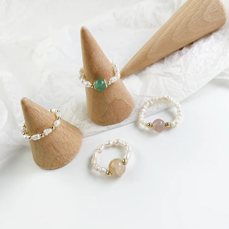 

Vershal E-25 Ins Korean Style Flexible Freshwater Pearl Resin Finger Ring For Women
