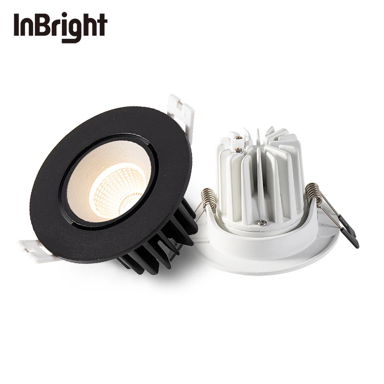 New design of  hotel lighting commercial anti glare dimmable dinner down light cct black 7w recessed ceiling cob led down light