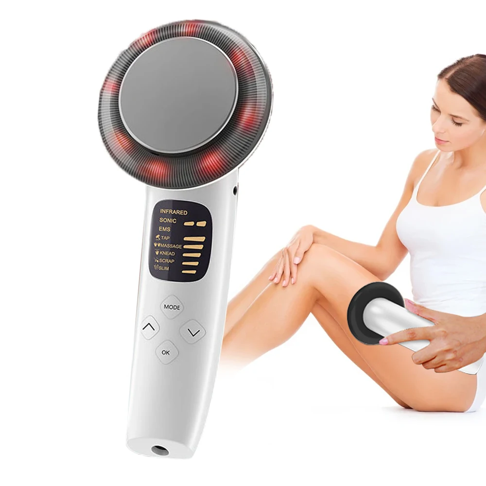 

Ultrasonic EMS Slimming Machine Quema Grasa Guasha Anti Cellulite Massager 3 In 1 Infrared Fat Burner Portable Mini Body Shape, White