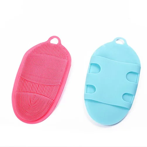 

Magic Soft Silicone Bath Brush For Body Face Scalp Massage Scrubber Baby Body Hair Shower, Pink;blue