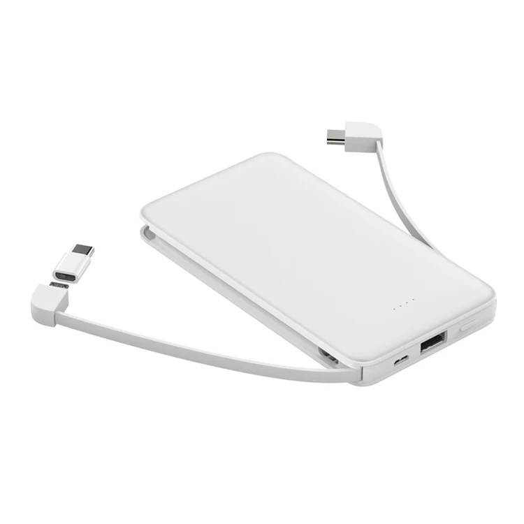 

2019 New! Super Slim built-in Dual cable mobile power bank 10000mah for promotion