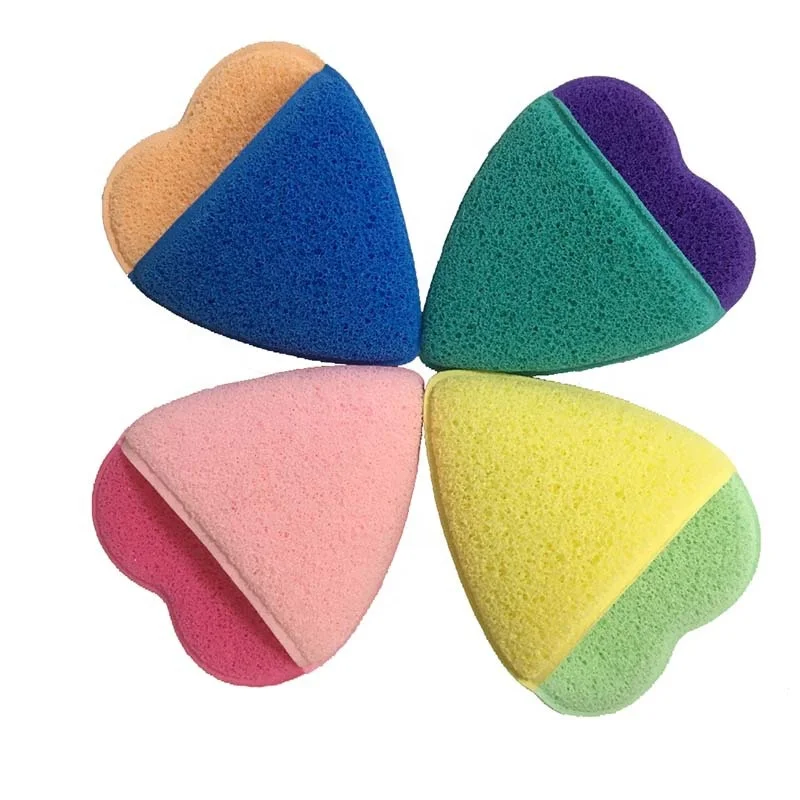 

New Arrival Colorful Heart Face Cleansing Makeup Sponge Beauty Care Handy Face Cleaning Pads