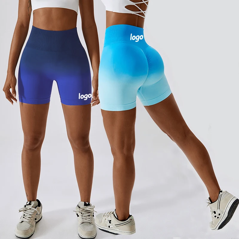 

Bodybuilding women training gym shorts Activewear Butt Lift Fitness Gradient women seamless scrunch butt biker shorts