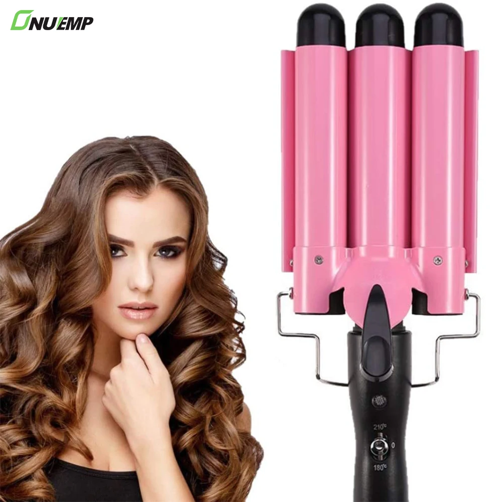 

Hair Waving Styling Tools Hair Crimper 3 Barrel Curling Iron Wand Dual Voltage Ceramic Hair Curler