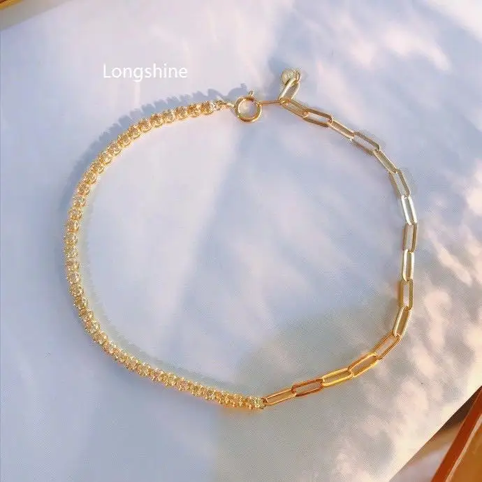 

2021 New Bracelet Design Ins Hot sales 18K Solid Yellow Gold Chain Link 0.50ct Natural Diamond Bracelets for Women