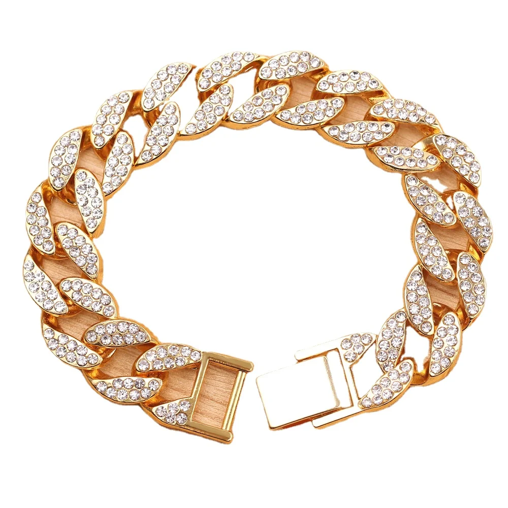

Cuban Link Necklace for Men - Hip Hop Necklace Iced Out with Bling Rhinestones, Fashion Accessory for Hip Hop Lovers, Gold/rhodium