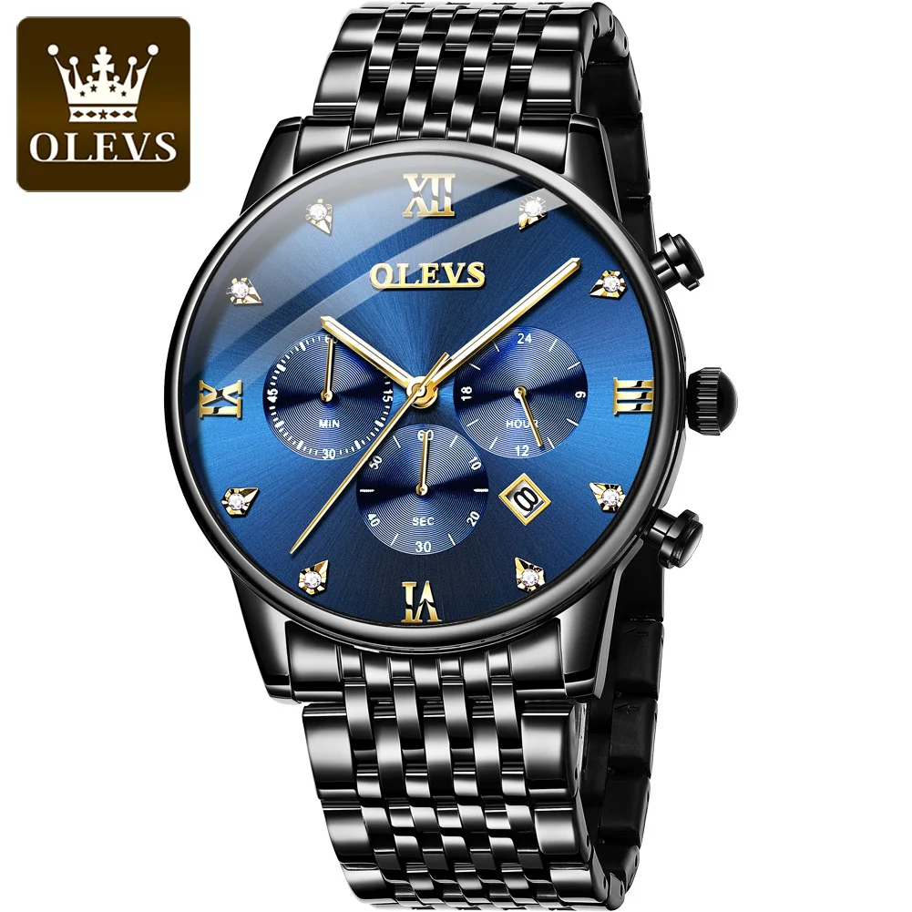 

OLEVS Brand 2868 Men Quartz WristWatch Water Resistant Stainless Steel Analog Diamond Luxury Watch For Men Made In Shen Zhen, 5colours to choice