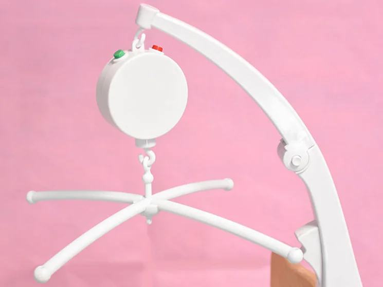 White Crib Mobile Attachment Clamp 18 Inch With Rubber Padding Fits