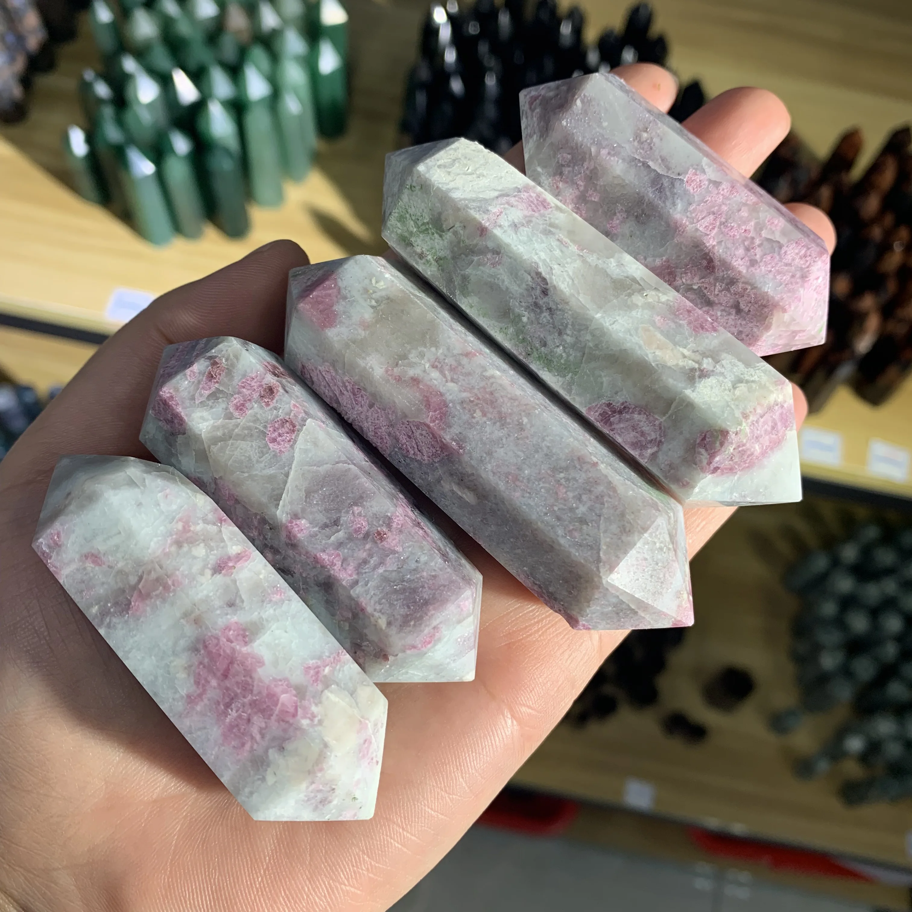 Natural Polished Plum Tourmaline Double Obelisk Point Pink Tourmaline ...