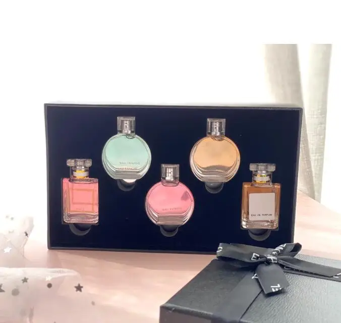 

Perfume Set 5pcs 5ml Miss Lady Women Perfume Fragrance Pink Glass Bottle Long Lasting EDP Parfum Gift Box Set Top Quality