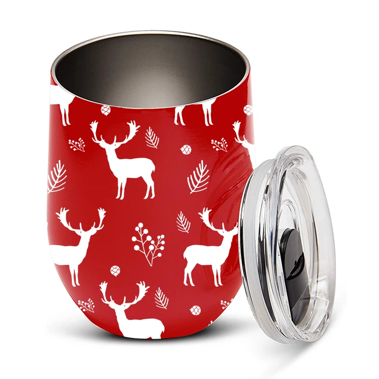 

Christmas Gift Free Sample Customized Stainless Steel Wine Tumbler Cups in Bulk Double Wall Sublimation Wine Cups with Lid, Customized color