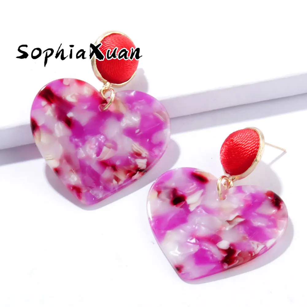 

SophiaXuan wish explosive heart-shaped acrylic acetate plate earrings wholesale hawaiian jewelry, Picture shows
