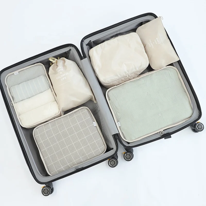 

Promotion Polyester Clothes Packing Cube Set Bag 6 pcs Travel Bag Set, 15 colors or customized colors