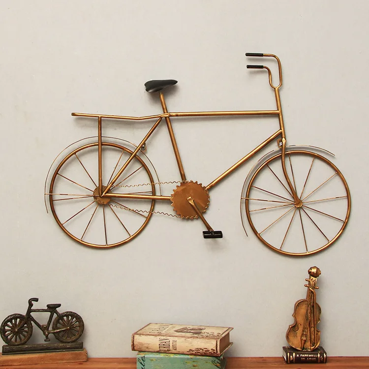 

Wall Hanging Metal Retro Light Home Bar Decoration Bike Clock, Brown,grey,chocolate or customized