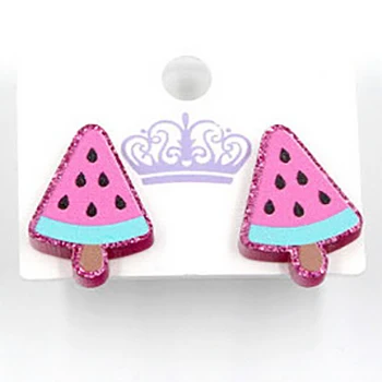 

ERS434ER1036 Best Price Watermelon Popsicle Stud Earrings Cute Fruit Pink Glitter Acrylic Earrings
