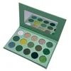 Newest green palette pressed glitter cruelty-free makeup 15 color private label eyeshadow palette