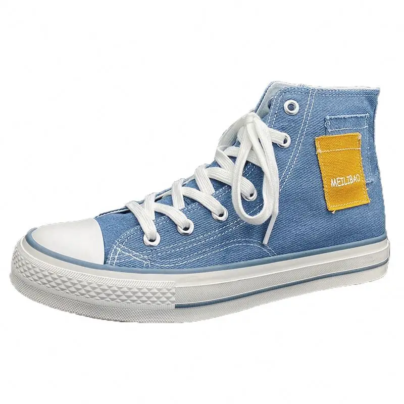 

2020 Fashion Classic Lace-up Men Casual Shoes Canvas Shoes, Light blue/dark blue