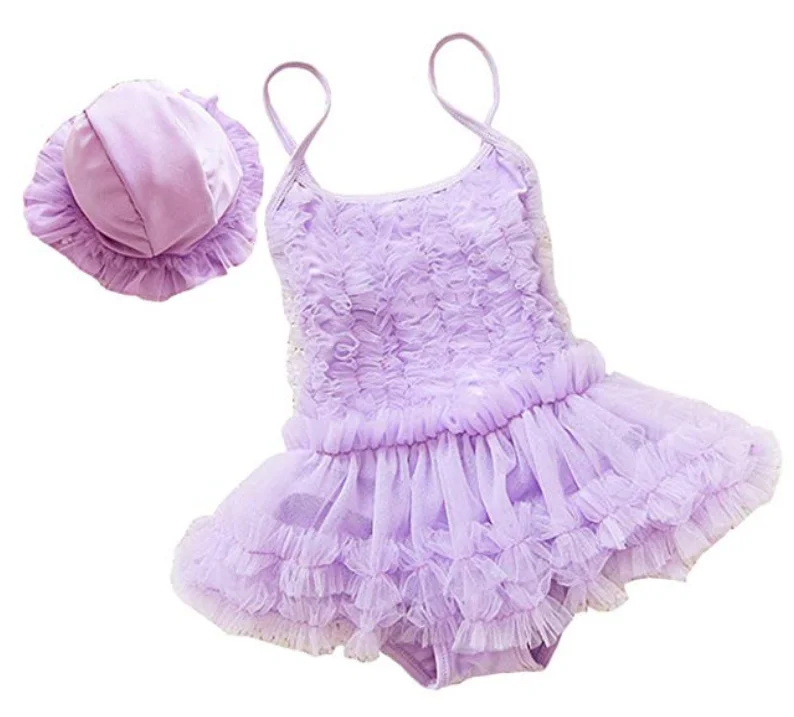 

Girls Princess Lace Layer Swimsuit TuTu Dress One-Pieces Swimwear Tankini