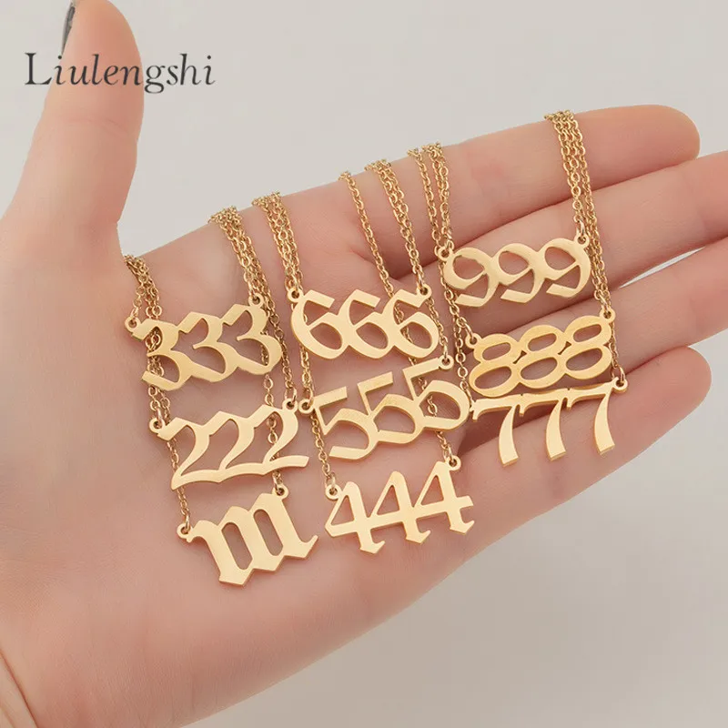 

Non Tarnish Waterproof Gold Jewelry Angel Number 111-999 Necklace Personalized Women Gold Chain Lucky Angel Number Necklace