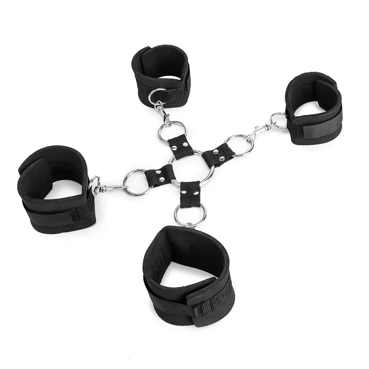Chinese Bondage Products Leather Backhand Restraint Hands And Feet Cross Buckle Handcuffs Sex 