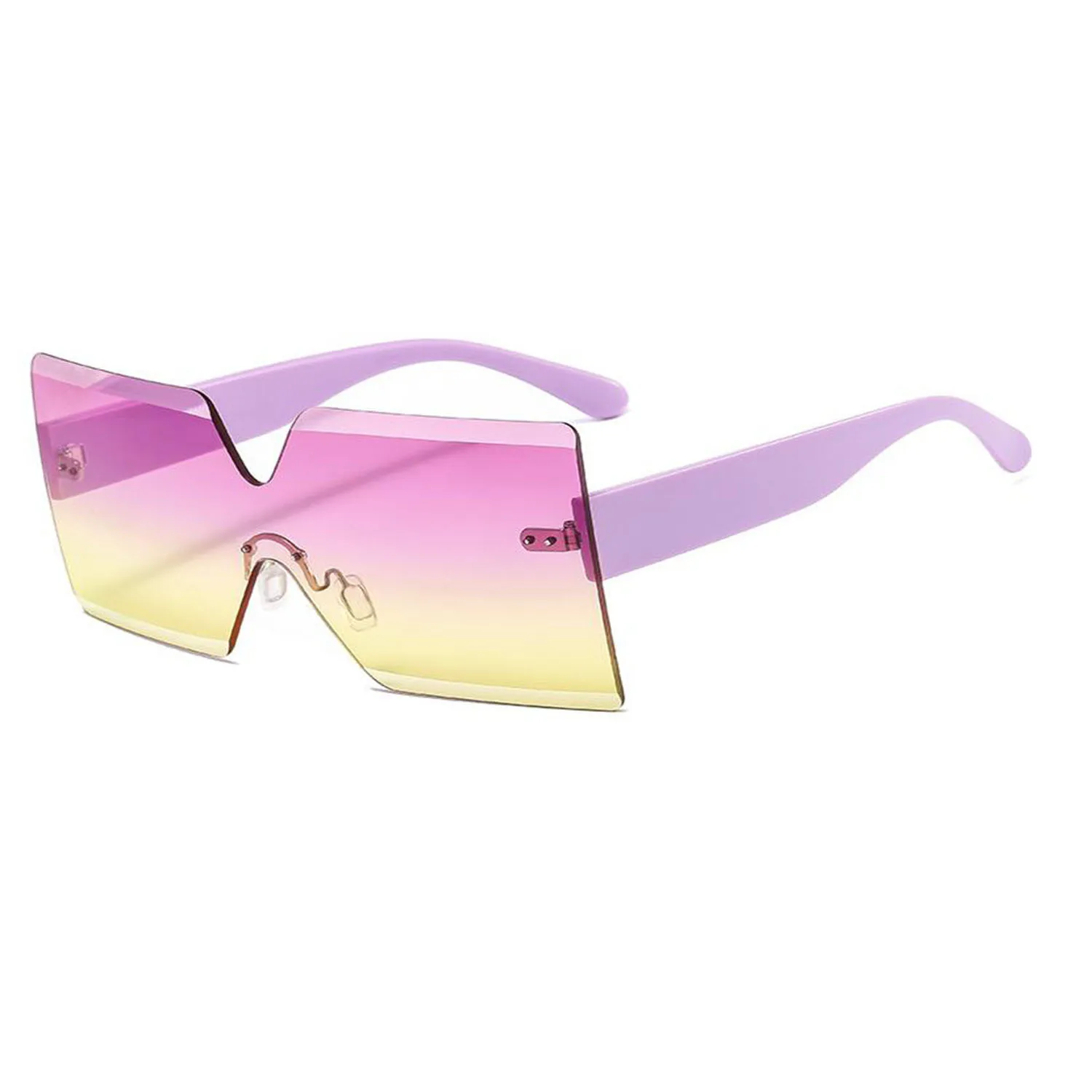 

WIIPU Oversized Square Sunglasses for Women Rimless Frame Candy Color Transparent Glasses