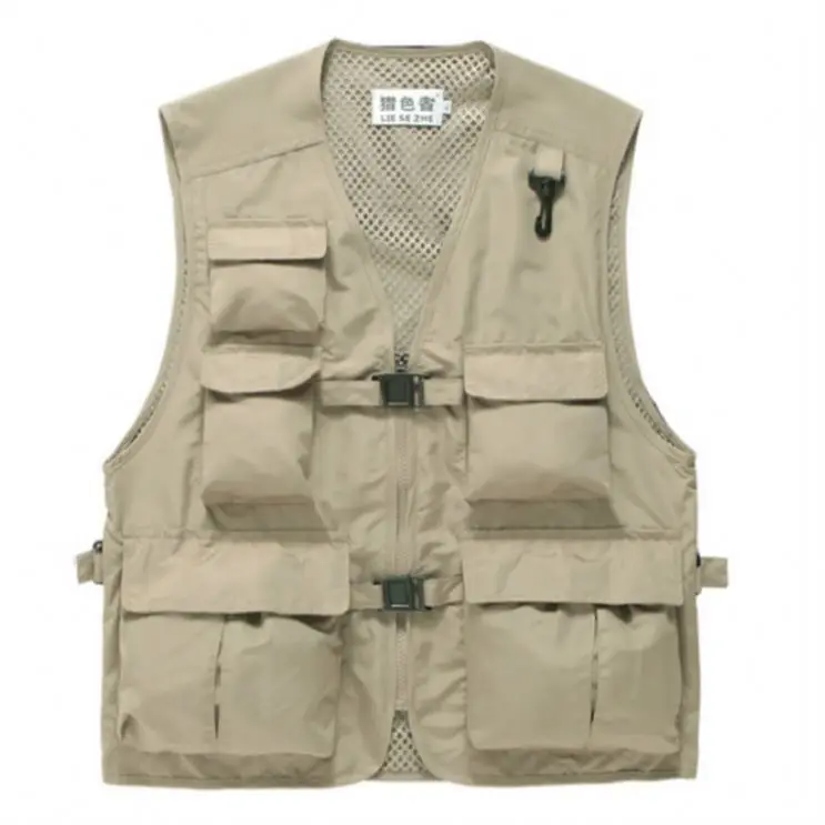 

Multi-pocket Workwear Men's Outdoor Fishing Photography Vest, Black, khaki, army green, blue, red