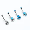 ASTM F136 Titanium Internally Threaded Belly Ring Navel Curve Banana with Prong Set Opal or Cubic Zircon Cluster Disc