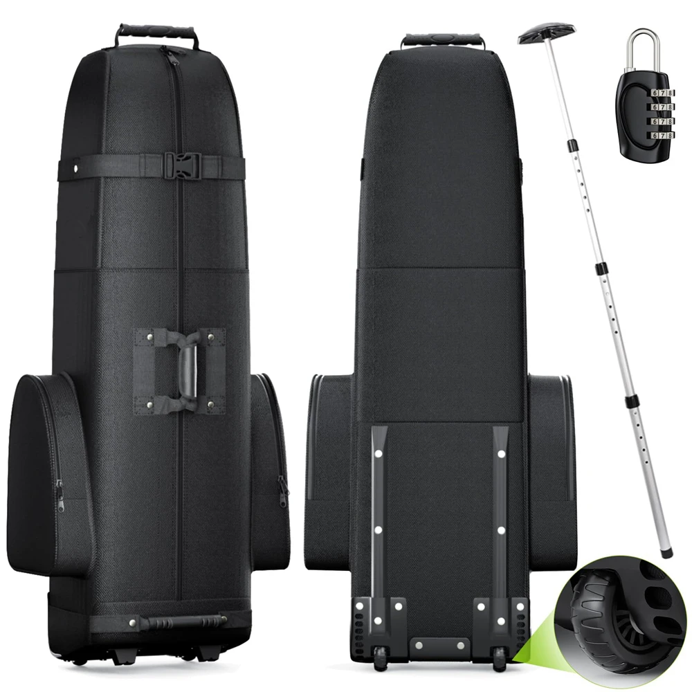 Foldable Outdoor Waterproof Heavy Duty Polyester Wear-Resistant Oxford Golf Travel Trolley Bag Luggage with 2 Reinforced Wheel