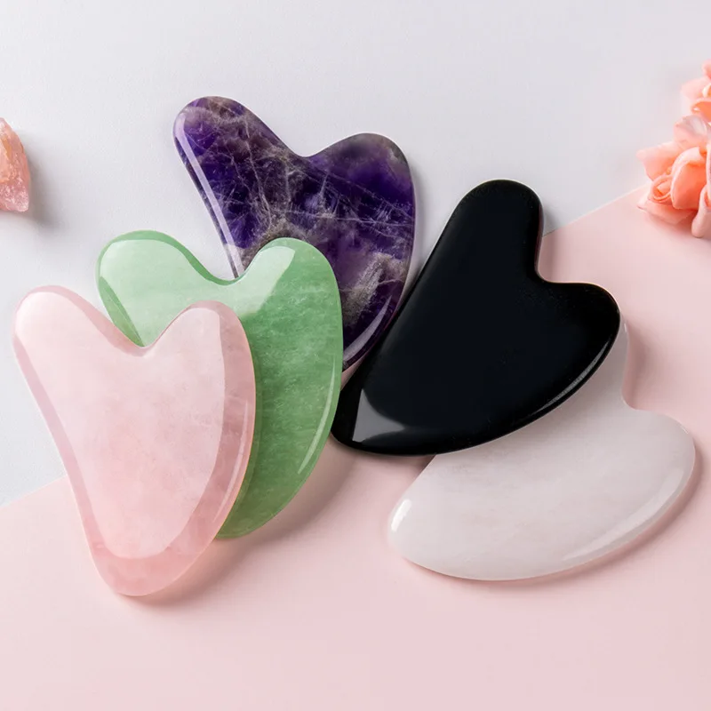 

100% natural scraping massage face gua sha jade massage tool amethyst gua sha crystal guasha