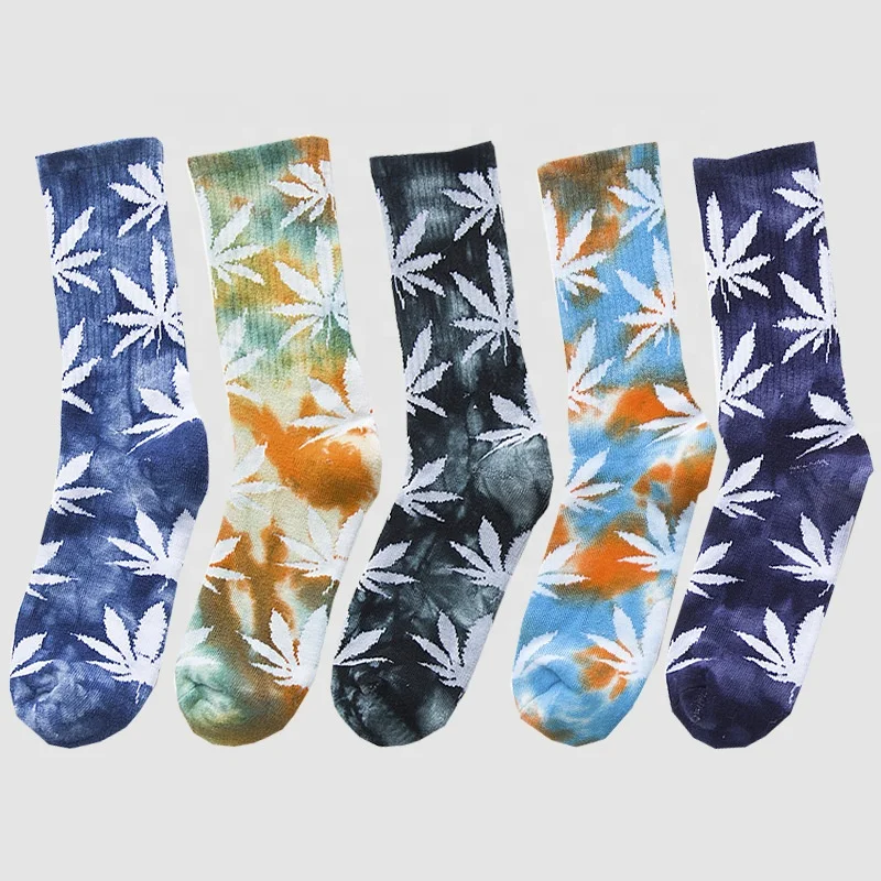 

Stock Tie Dye Light Blue Weed Sublimation Unisex Socks