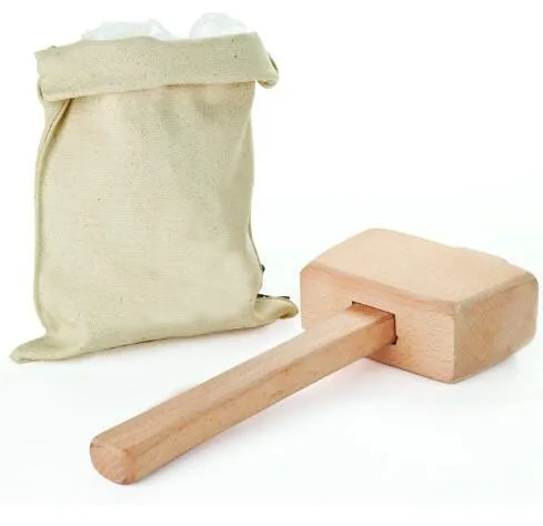 

Heavy canvas bag mallet Ice Bag Bartender Kit kitchen accessories ice cube bag, White