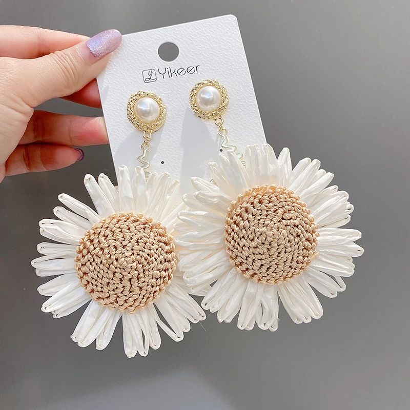 

925 Silver Needle Sunflower Earring High Quality Flower Earrings Exaggerated Big Earring Women 2021, As the picture