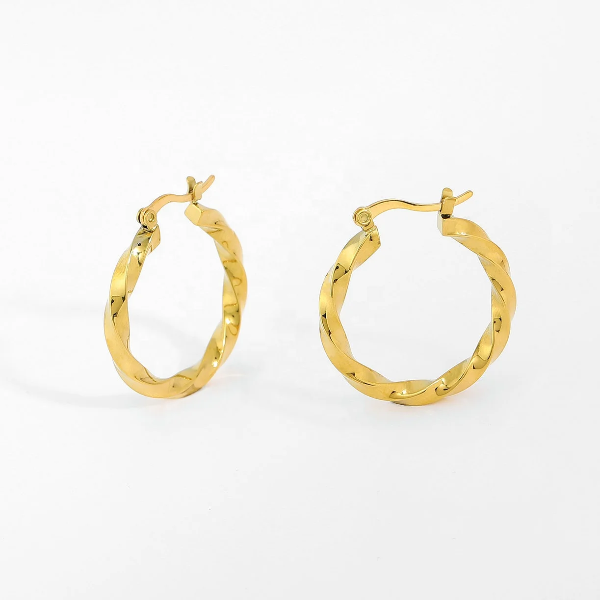 

30mm Chunky Twisted Hoop Earrings For Women 18K Gold plated stainless steel Statement hoop earrings