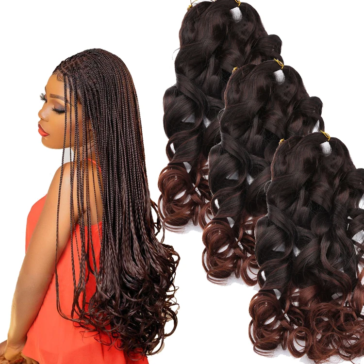 

22 Inch 150G Spiral Curls Synthetic Loose Wave Spiral Curl Wavy Braiding Hair French Curl Braids Yaki Hair Extensions Bundles, Pic showed