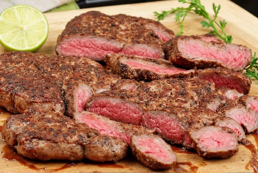 Seasoned beef on a plate