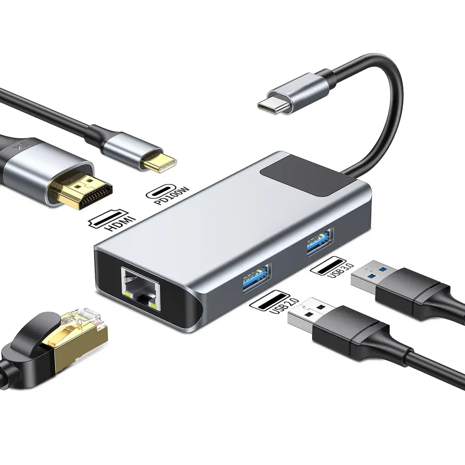 

USB-C Hubs Multiport 5in1Usb 3.1 Type C Hub Adapter Multifunction Aluminum 5 in 1 Usb Hubs Docking Station For Laptop Computer