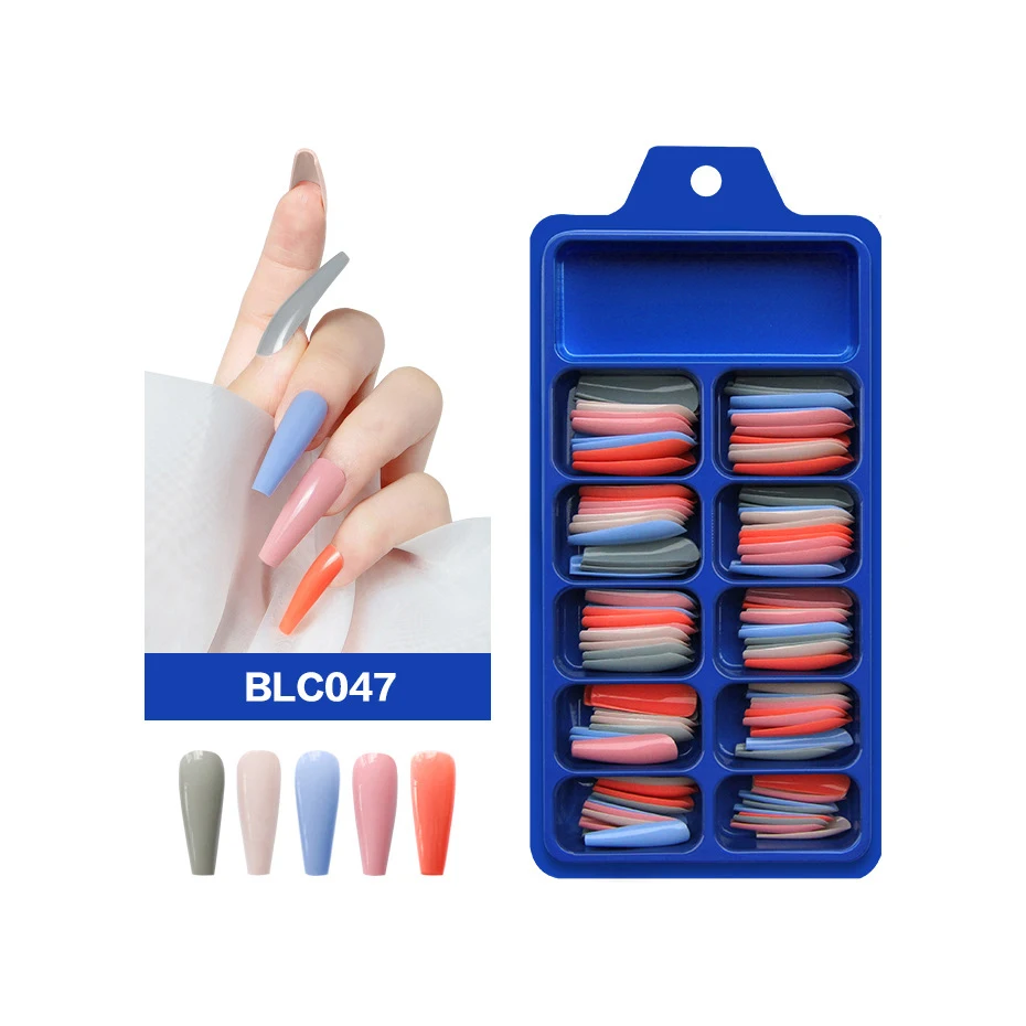 

Wholesale Popular 100PCS/Box Custom Logo Nail Tip Manicure Short Ballet Press On Nails Coffin Nail Tips, Multi color