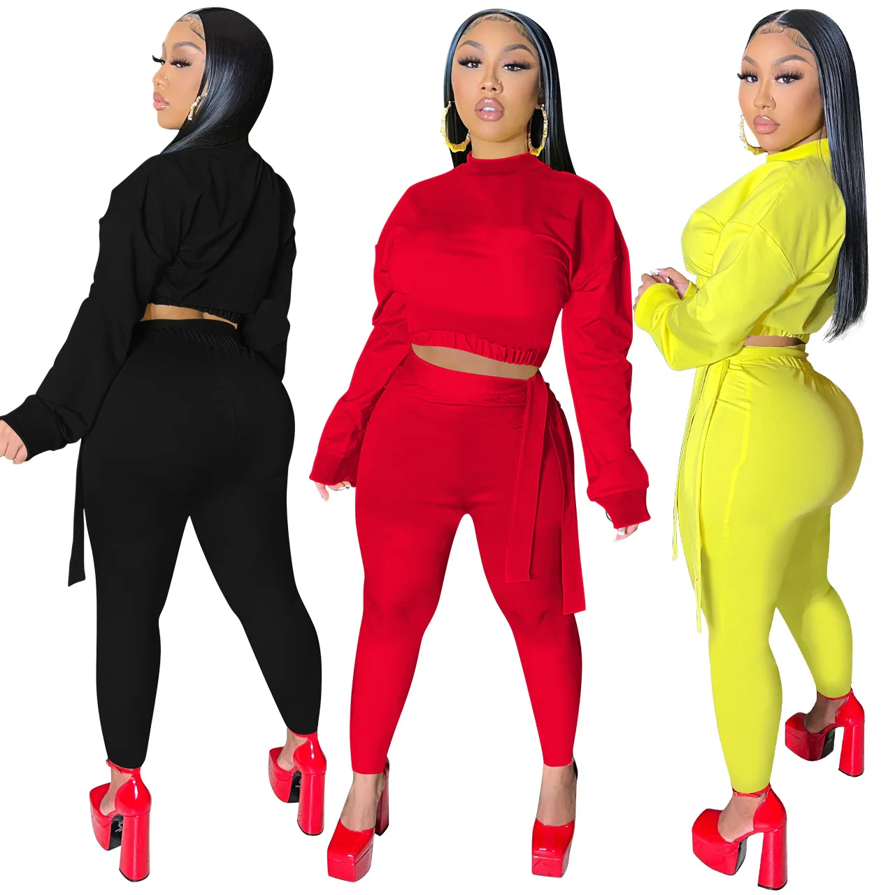 

2021 fall women clothing 2pc sweatsuits sweatshirts hoodies jogger pants two piece pants set